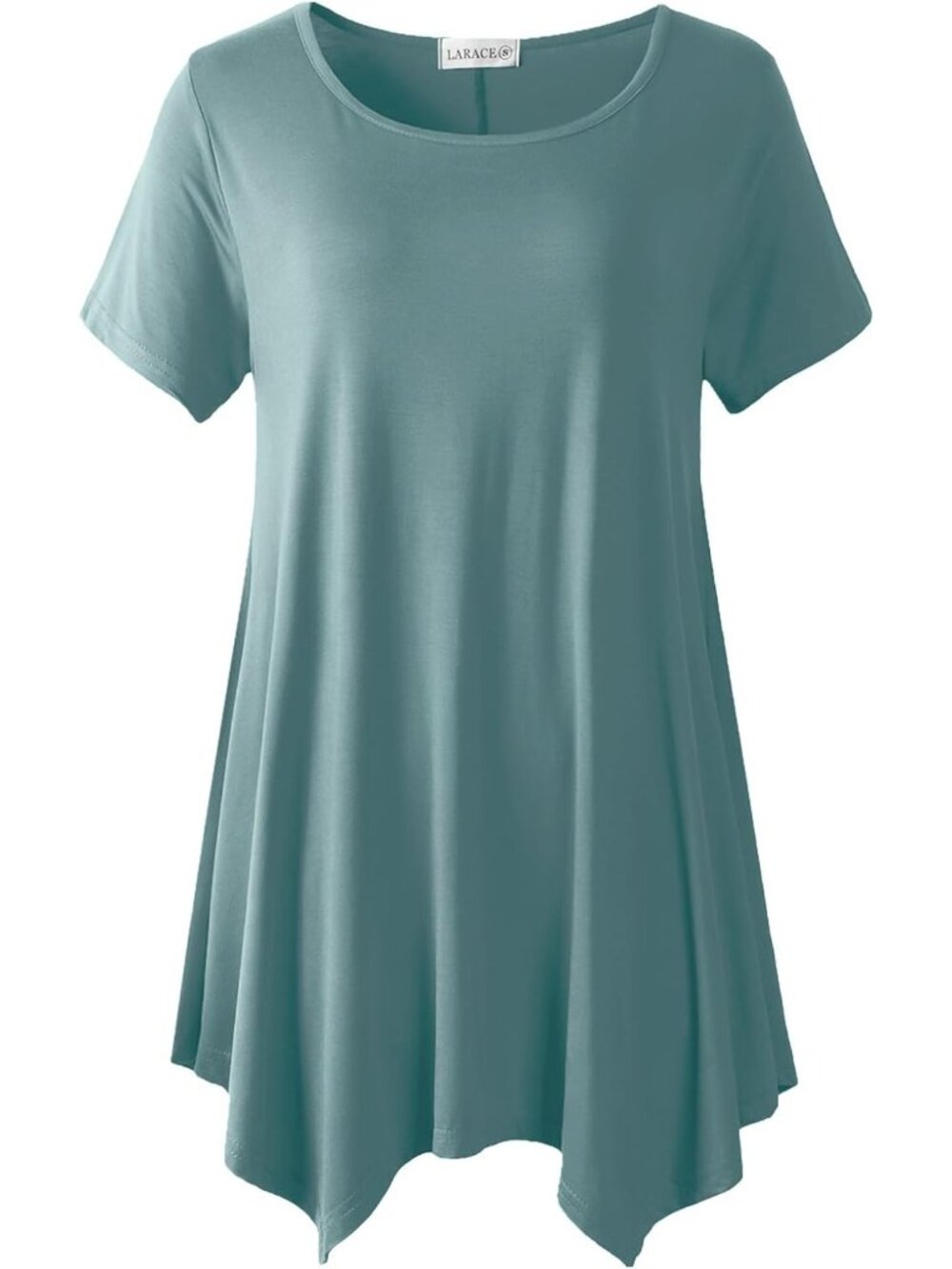 〽️Women Green Short Sleeve Asymmetrical Tunic Casual Summer Blouse Top
